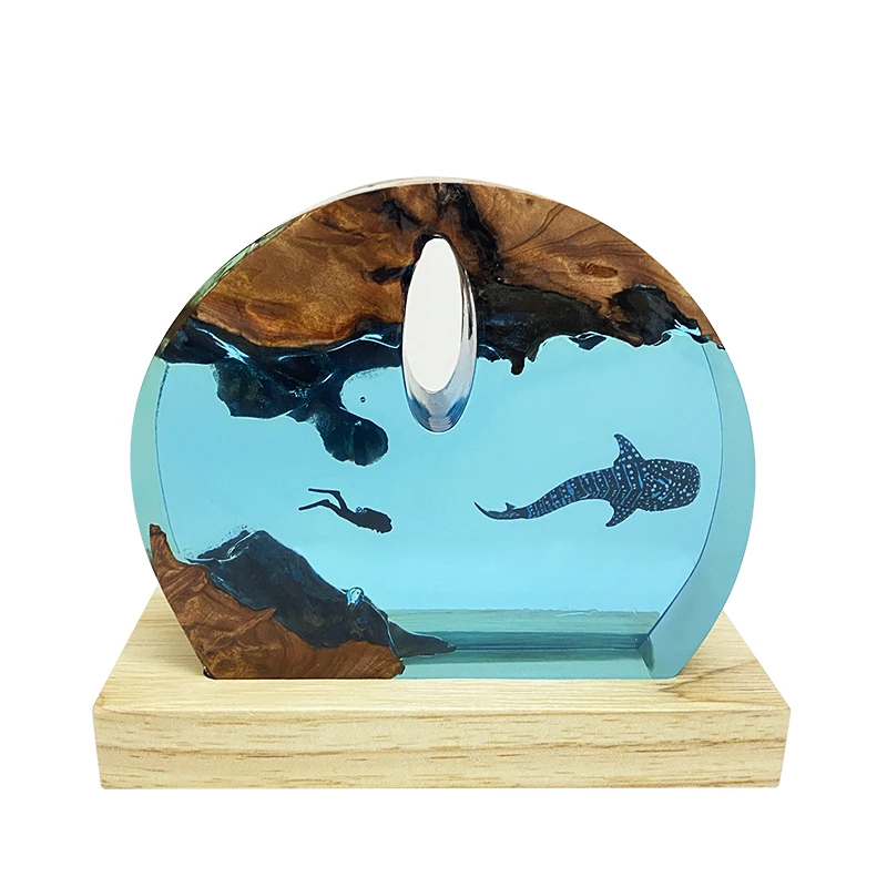 2026 New Transparent Ocean Resin Luminous Creative Desktop Ornaments Home Atmosphere Decoration Birthday and Christmas Gifts