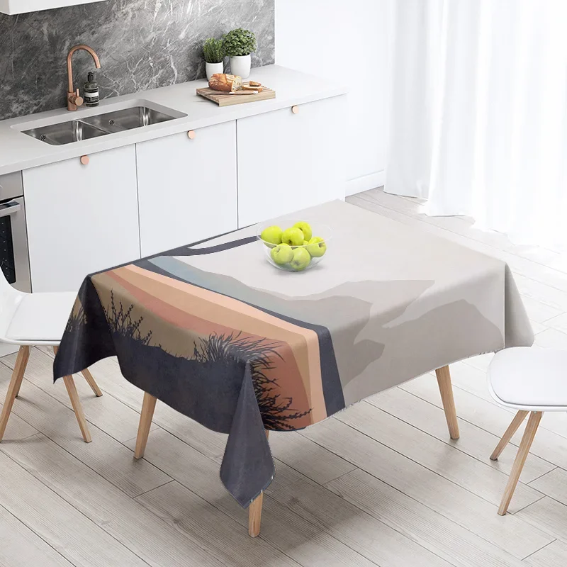 Ins estilo morandi abstrato padrão geométrico toalha de mesa impermeável e à prova de desbotamento café estilo nórdico toalha de mesa decorativa