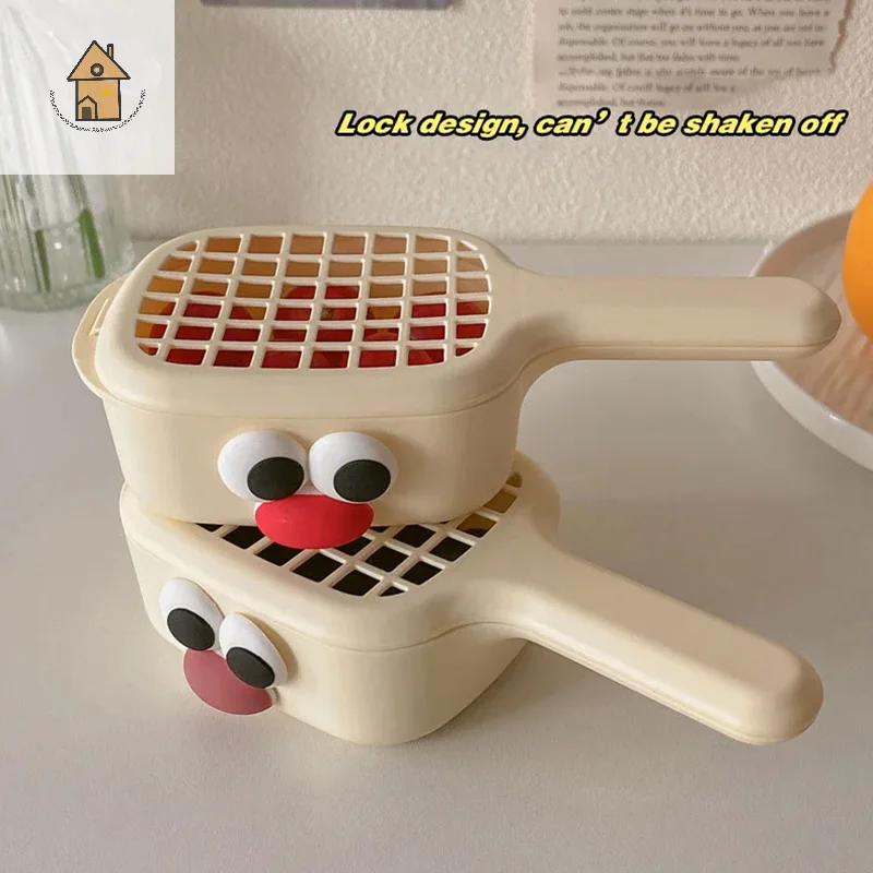 

New Cute Square Drain Basket Vegetable Basin Fruit Plate Home Kitchen With Handle Fruit Washing Drain Basket