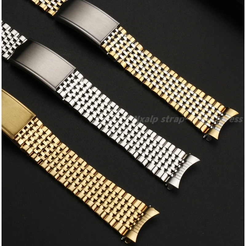 18mm 19mm 20mm Metal Strap for Omega Seamaster Speedmaster DeVille Curved End Stainless Steel Watch Band Men's Watch Accessories