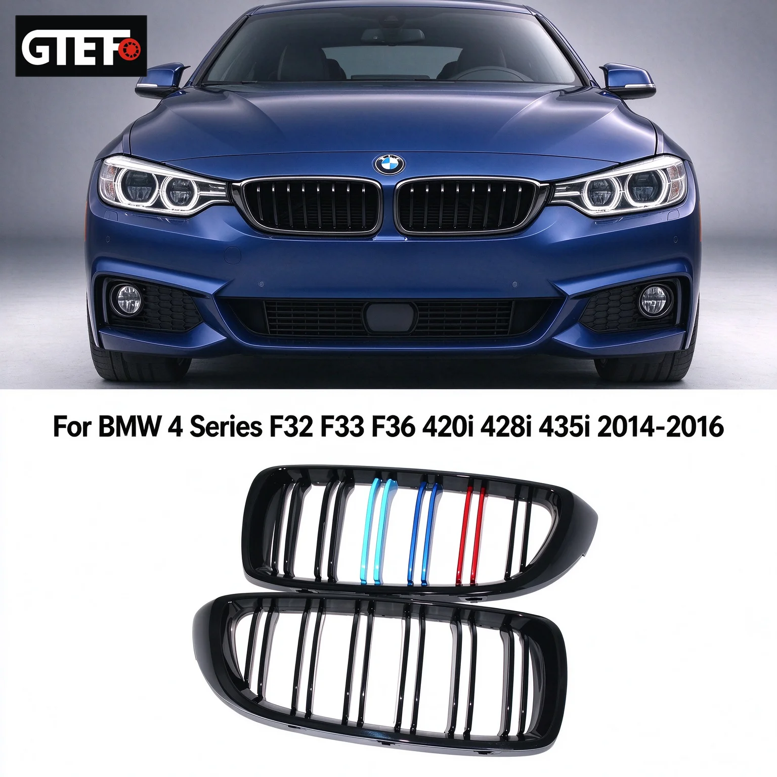 Front Refitting Racing Grille Carbon Fiber M Color Grill Kidney For BMW 4 Series F32 F33 F36 420i 428i 435i 2014-2016