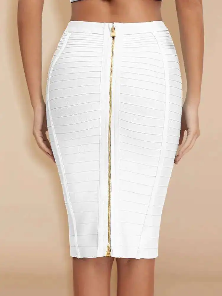 Sexy Pencil Bandage Skirt Striped Quality Luxury Zipper Skirts Party Celebrity Wholesale XL Red Blue Black Slim Skirts  TJ9G