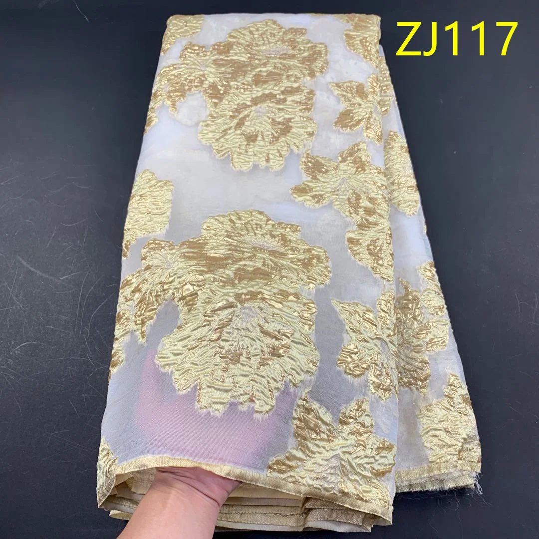 2026 African Nigerian Tulle Lace Fabric Organza Embroidery Guipure Party Gown Brocade Sequins High Quality 5Yard ZJ117