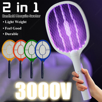 3000V Handheld Electric Fly Swatter Bug Zapper Racket 1/2/4in1 Fly Swatter with USB Rechargeable Mosquito Killer Lamp Pest Contr