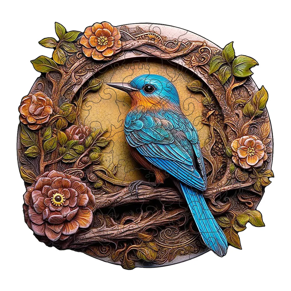 Round wooden puzzle Happy Valley bird themed personalized 3D puzzle adult gifts children\'s educational toys high difficulty game