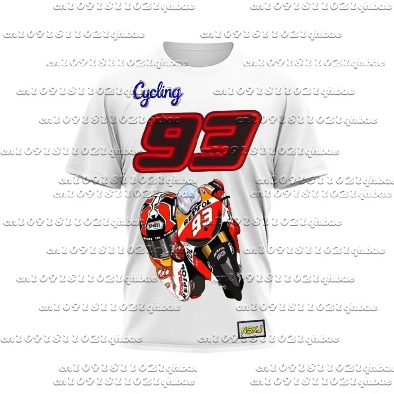 

New 2025 3D Motorcycle Racing Men's and Women's Casual 93 T-shirt Round Neck Quick Drying Breathable Riding Oversized Size