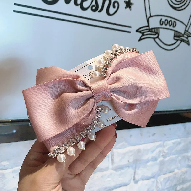 Französisch Retro Bowknot Koreanische Snap Haar Clips Pins Strass Haarnadeln Kristall Perle Hairgrip Luxus Haar Zubehör für Frauen