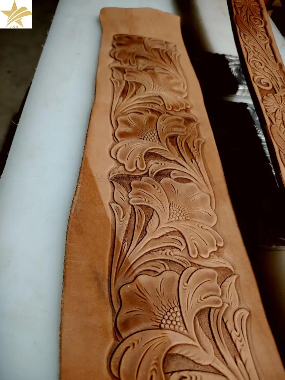 Calla Lily Large Belt Leather Stamp Mold Set,Continuous Floral Embossing Tool,10cm Weight Lifting Strap Leathercraft Emboss Die