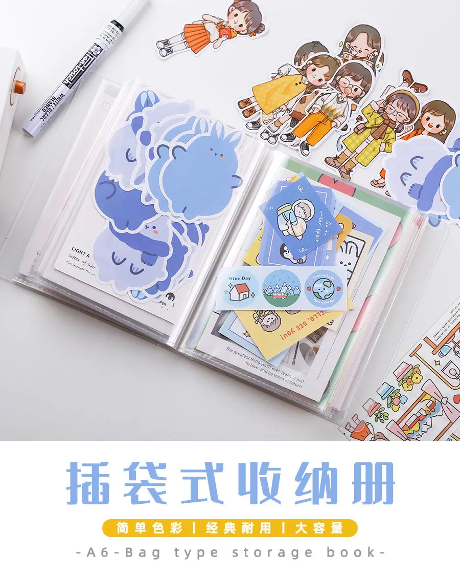 A6-Aufbewahrungsbroschüre im Taschenstil, großes Fassungsvermögen, Aufkleber, Karten, Rechnungen, Notizen, Lesezeichen, Fotoalben, Bilderbücher,