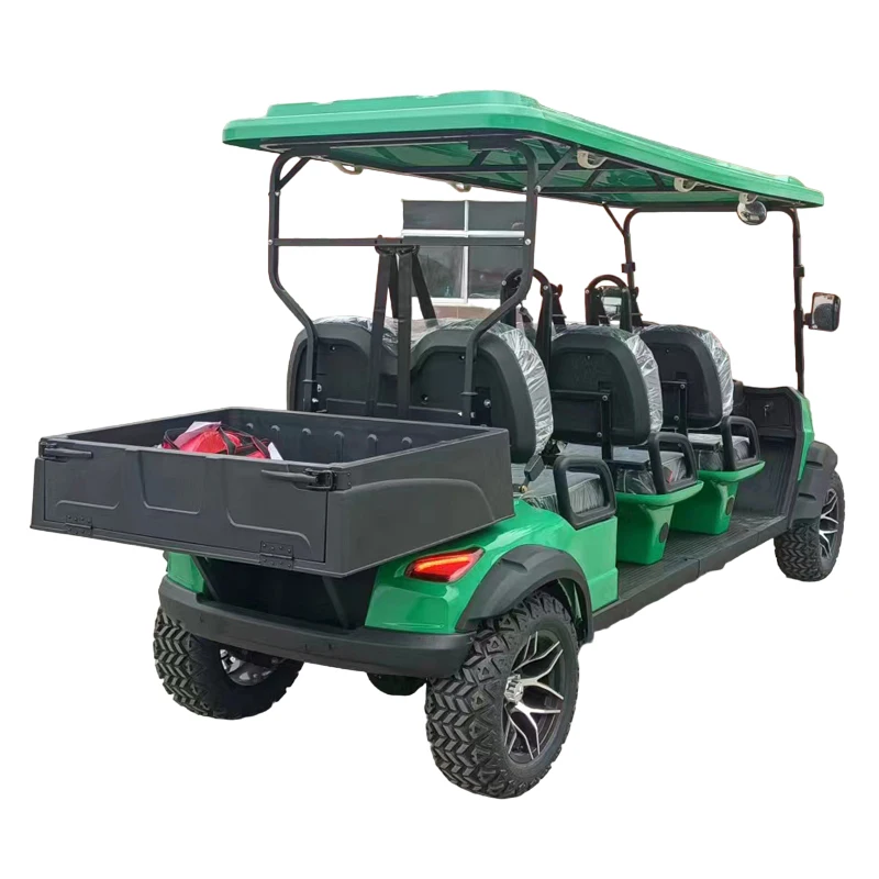 Gasoline engine B-type golf cart green 6-seater with rear cargo box 4+2-seater fuel-powered golf cart