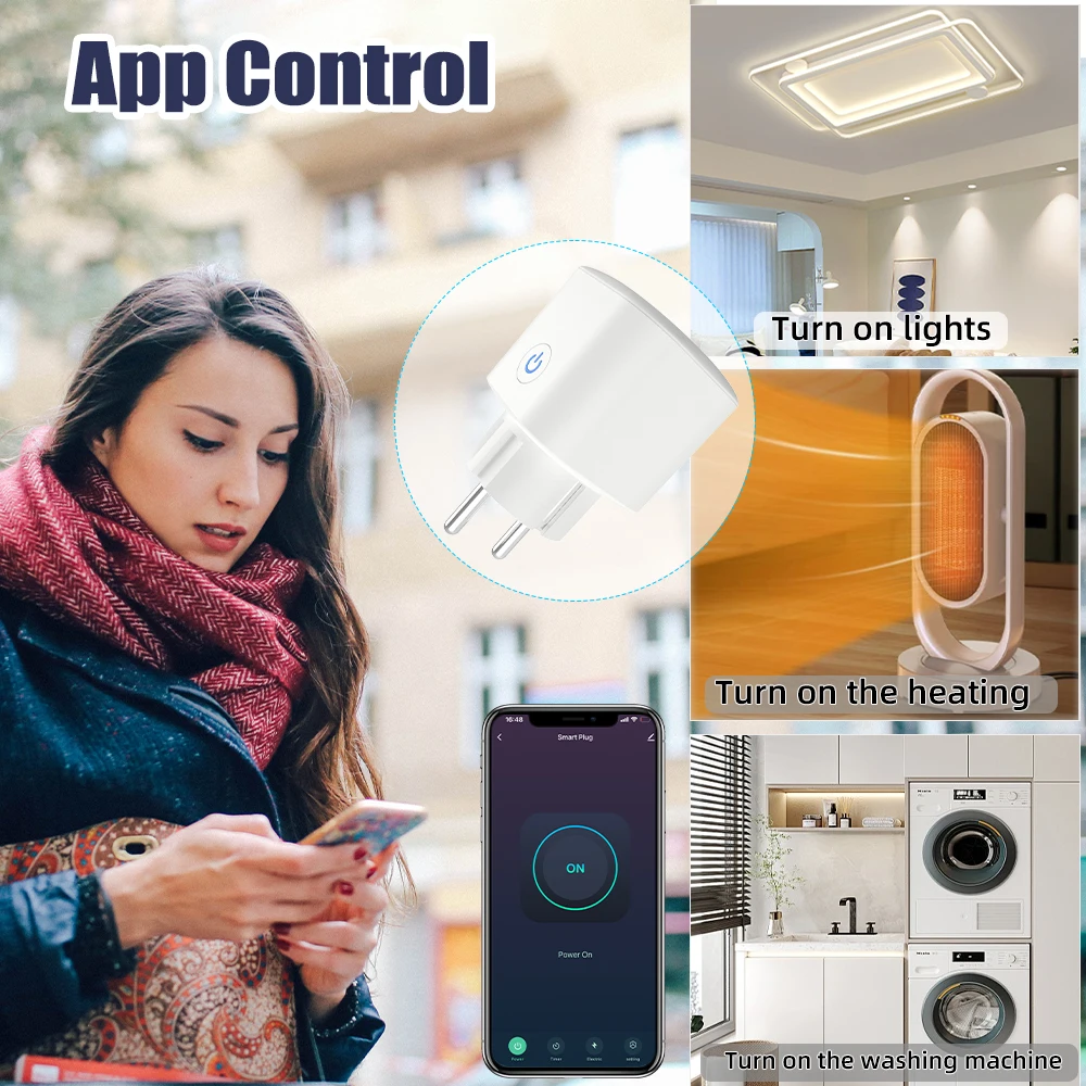 wifi smart socket european plug AI speaker voice control mobile APP remote control electric power metering