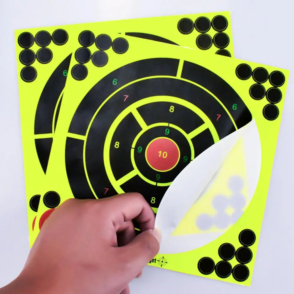 10Pcs DartsShooting Target Papers Adhesive Shots Bow Arrow Target Papers Stickers Fluorescent Outdoor Shooting Targets Papers