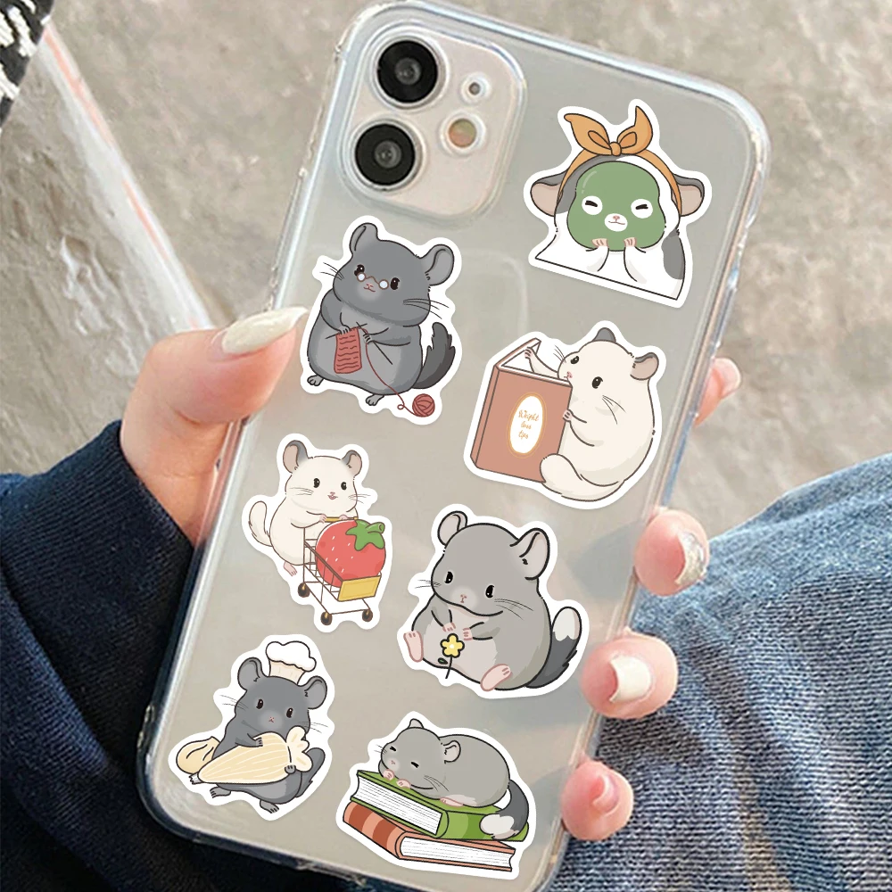 50PCS Chinchilla Stickers Funny Animals Decals For Student Tablet Suitcase Refrigerator Laptop Notebooks Stickers Toy Gifts