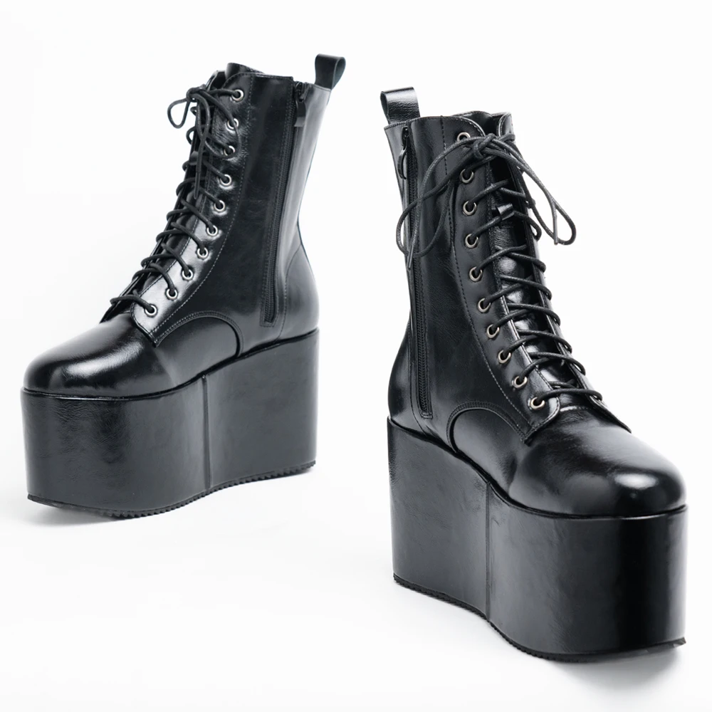 

Goth Rave Lace Ankle Boot 10CM High Heel Platform Funky Punk Shoes