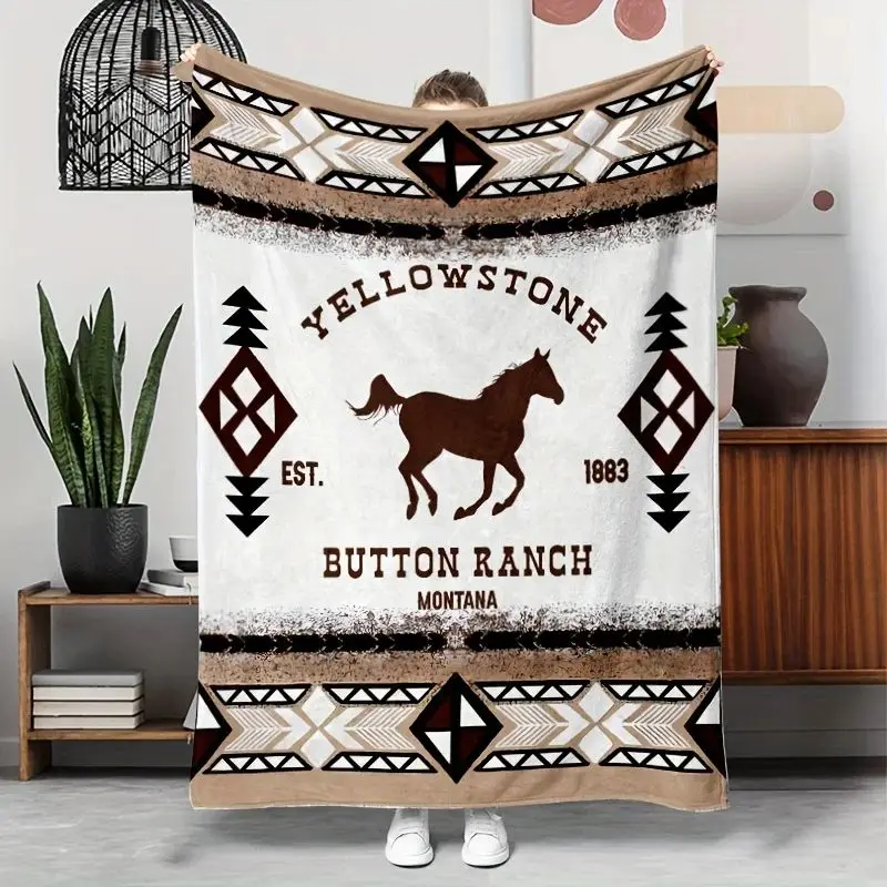 Retro Southwest Bohemian-style Blanket - Designed By The Button Ranch in Montana, Yellowstone Park, 1885