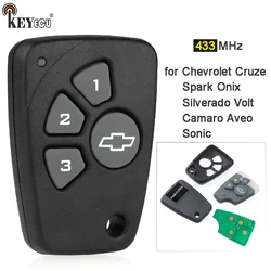 KEYECU ASK 433MHz 4 Buttons Keyless Remote Control Key Fob for Chevrolet Cruze Spark Onix Silverado Volt Camaro Aveo Sonic