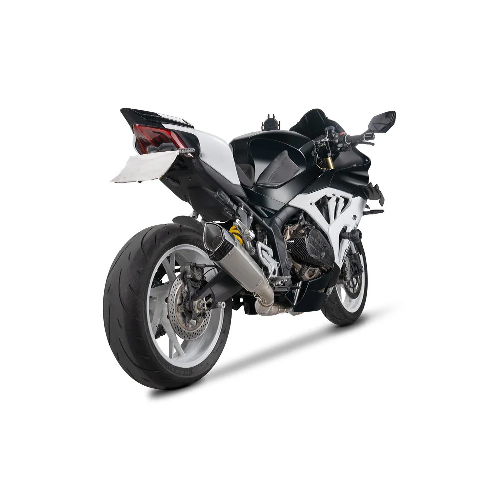 Full Carbon Tailpipe End Section Burnt-Out Exhaust-Black/White/Silver for QJMOTO S800 S600RS Motorcycle Exhaust