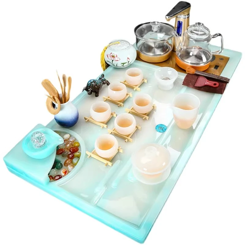 

Tea set creative flowing water office fully automatic integrated European simple modern tea table