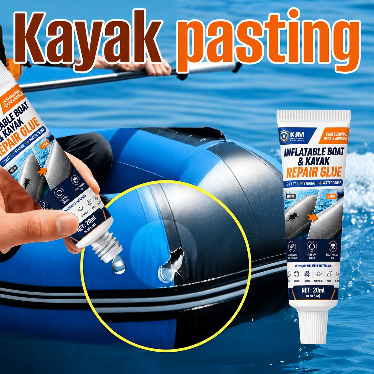 Elastic Waterproof Seal Adhesive 20ml for Car Rubber Weather Strips Inflatable Kayak PVC Float Air Bed Hole Repair