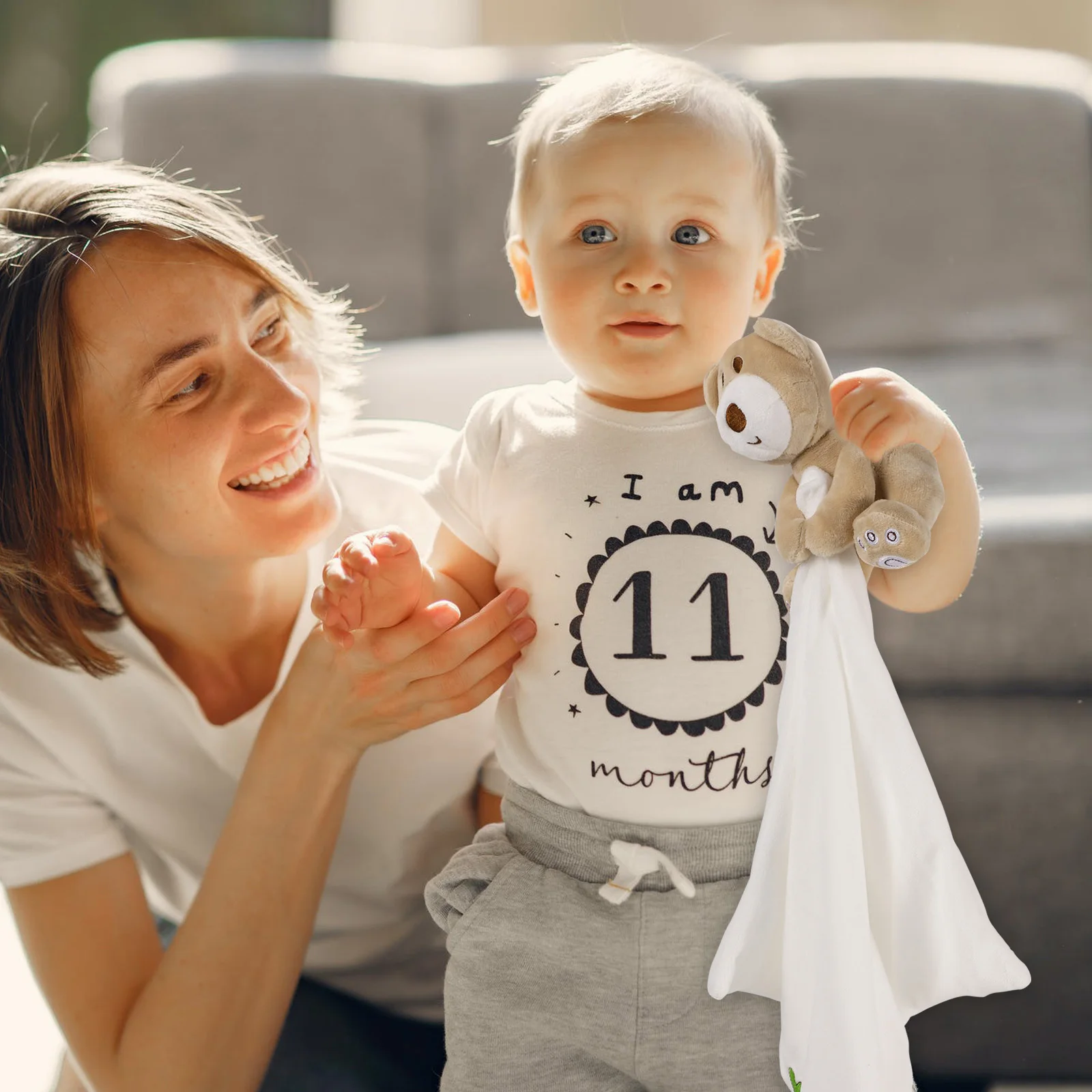 بطانية أمان الدب الرائعة للأطفال - لحاف من الألياف اللدنة المصنوعة من القطن الناعم مع شخصية كرتونية مرفقة، نوم مهدئ #1