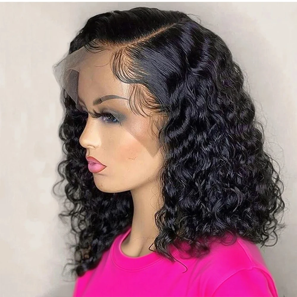 

Бесшовный парик-боб с глубокой волной 13x4 13x6 HD Lace Front, бразильские волосы, плотность 250%, предварительно выщипанные, упругие кудри, 100% натуральные человеческие волосы для женщин