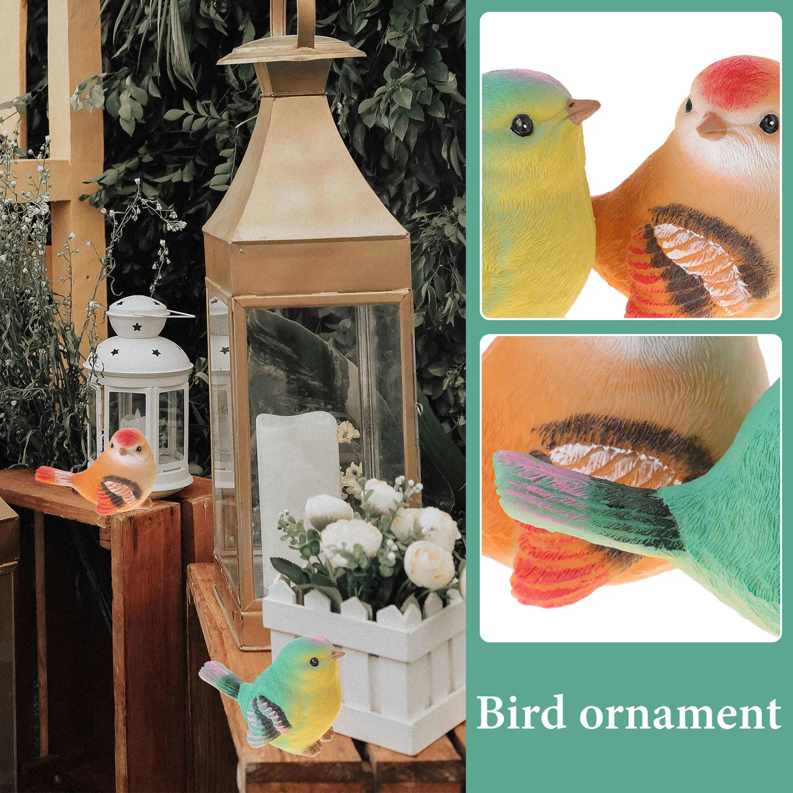 

2Pcs Exquisite Simulation Birds Resin Craft Safe Strong Long Lasting Home Party Garden Decorative Props Birds Bird