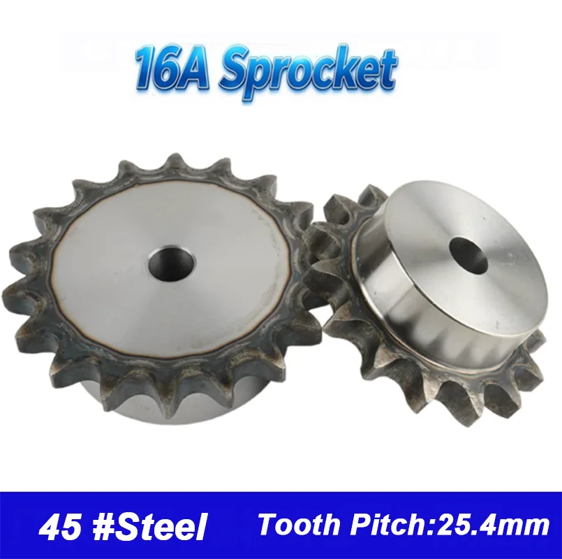 16A Sprocket 10-25T 45# Steel Industrial Chain Gear Roller Chain Sprocket for Conveyor Agricultural Packaging Lifting Machinery