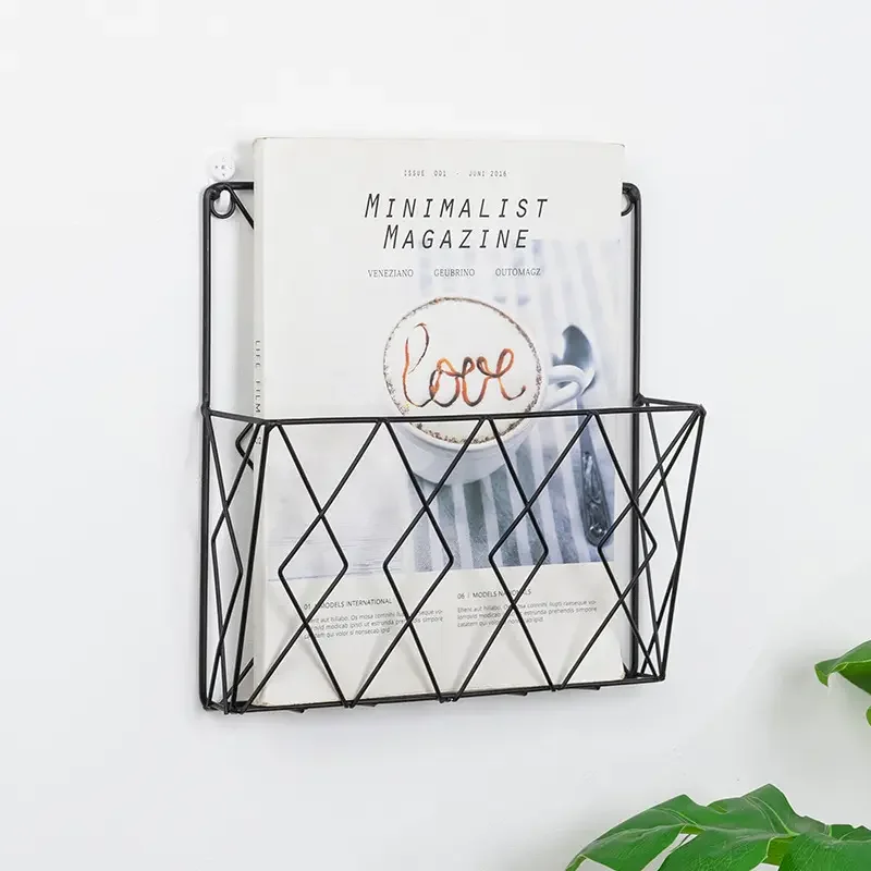 Imagem -05 - Home Decoração de Parede Ins Iron Grid Decor Frame Hanging Rack Wall Display Art Storage Box Basket Mesh Shelf Rack Holder Organizer