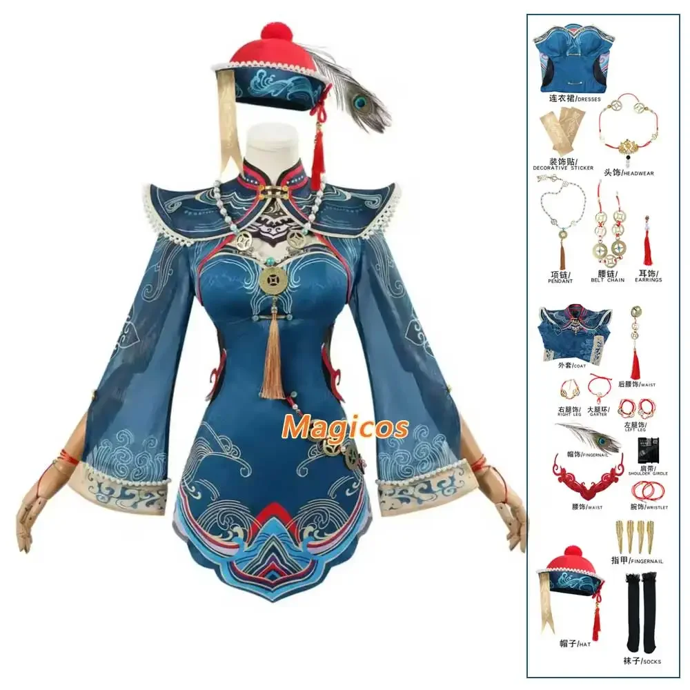 Juego Naraka: disfraz de Bladepoint Tessa, disfraz de Cosplay con entintado para caminar, vestido de pequeño zombi, chal, sombrero, uniforme para mujer, traje de juego de rol de Halloween