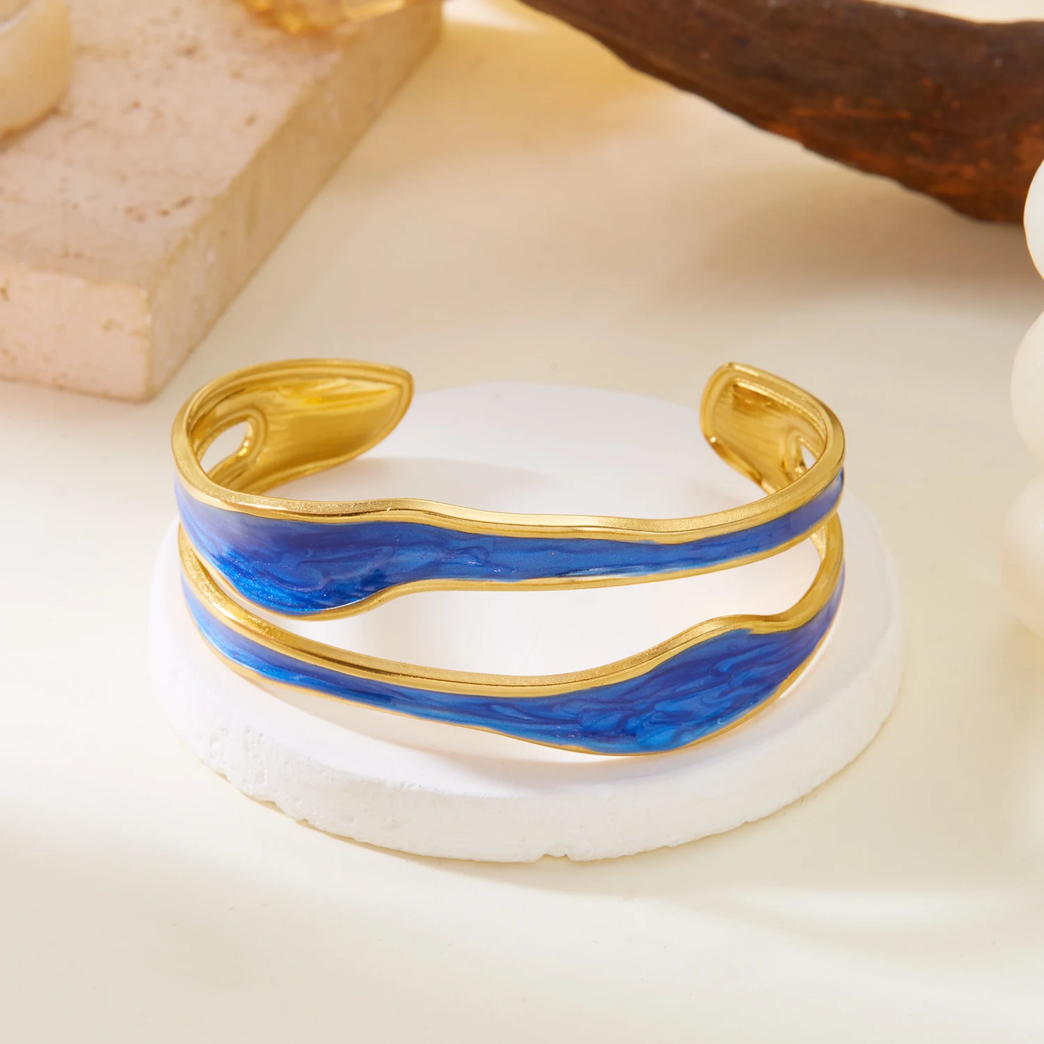 Edelstahl Öl Tropf Armband Für Frauen Männer Gold Farbe Doppel Schicht Hohl Geometrische Armreif Party Ästhetik Charme Schmuck