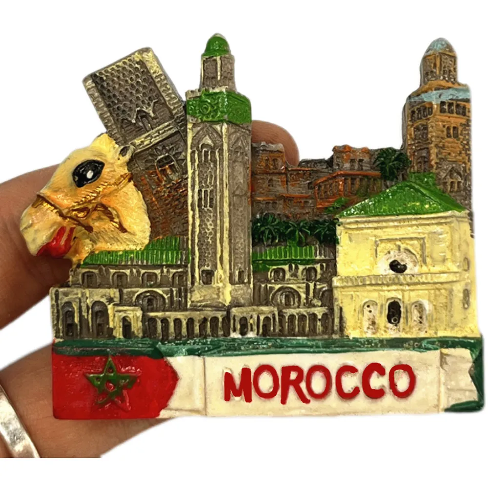 Morocco Marrakech Fridge Magnets Set, Resin City & Camel Souvenirs Collection