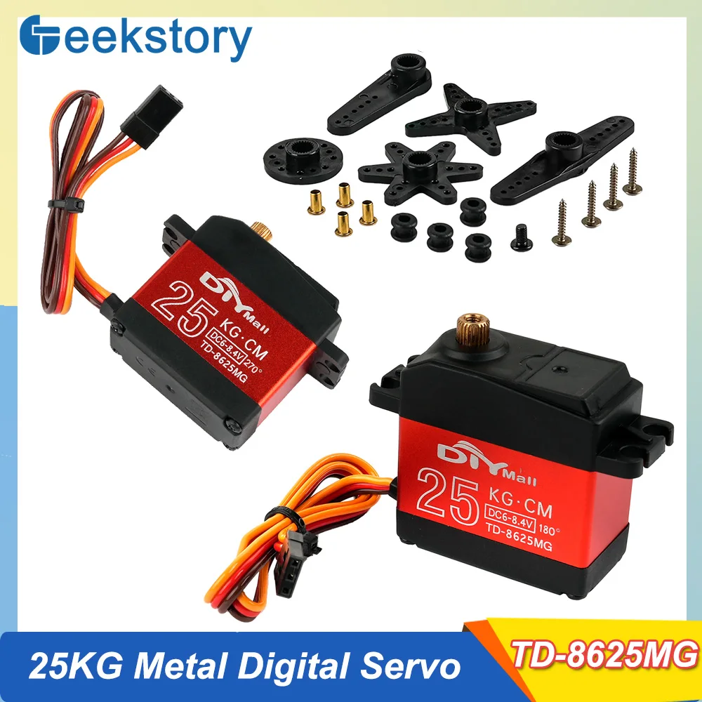 25kg.cm TD-8625M Metal Gear Digital Servo 180/270/360 Graus Motor de Escova de Carbono Servos Padrão para Carro RC Robô Brinquedo Peças de Energia