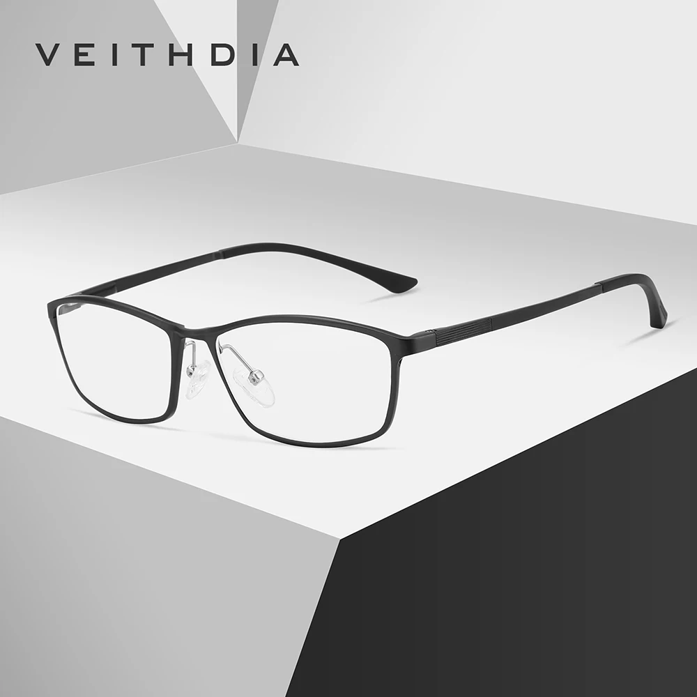 VEITHDIA Men Glasses Aluminum Computer Goggles Anti Blue Light Fatigue Radiation-resistant Male Glasses Optical Eyeglasses V8708