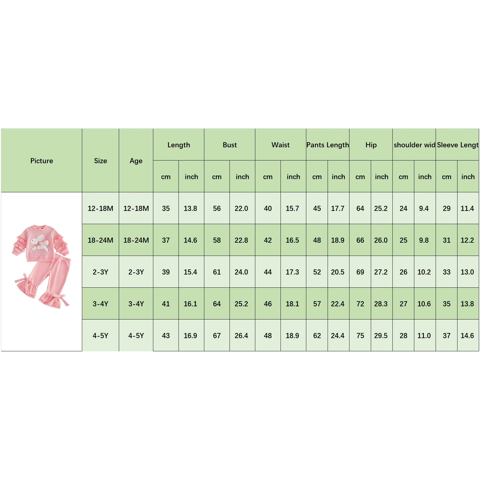 2026 Spring Toddler Girl Easter Outfits Stripe Bunny Embroidery Long Sleeve Round Neck Pullover Elastic Waist Flare Pants New