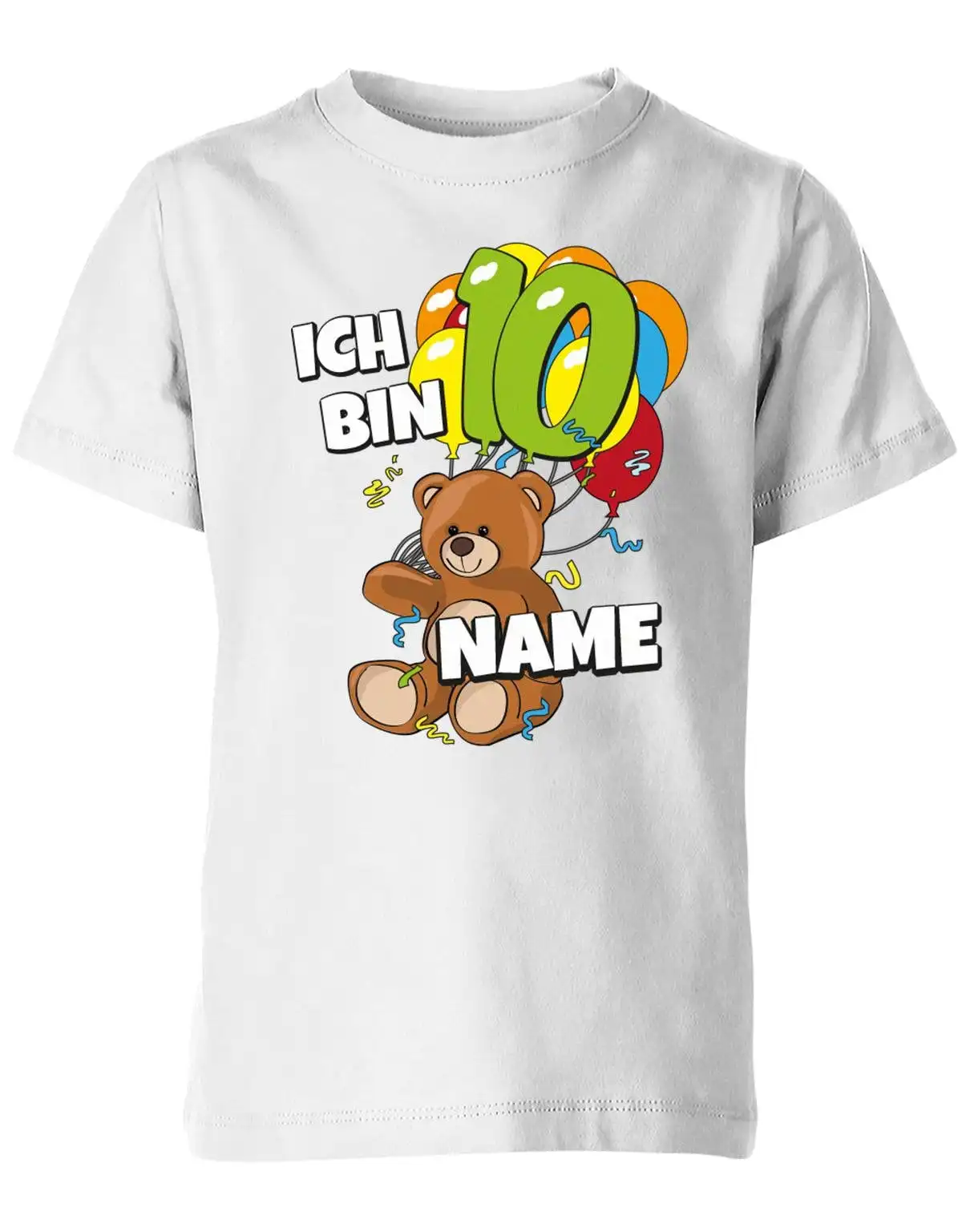 T Shirt 10 Geburtstag Ich Bin Teddybär Mit Luftballons Und Name