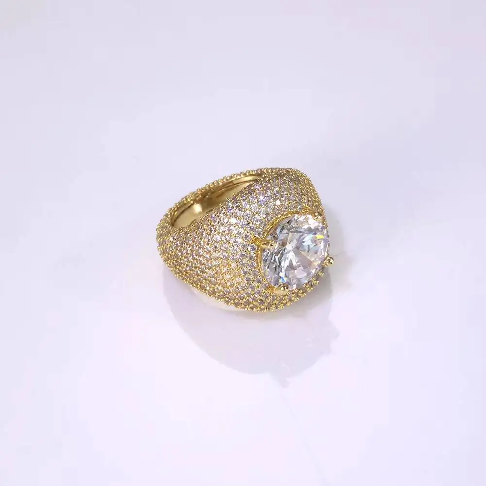 

Wholesale Big Solitaire GRA VVS Moissanite Halo Ring 925 Silver Gold Plated Hip Hop Iced Out Fine Jewelry B2B Custom Supplier