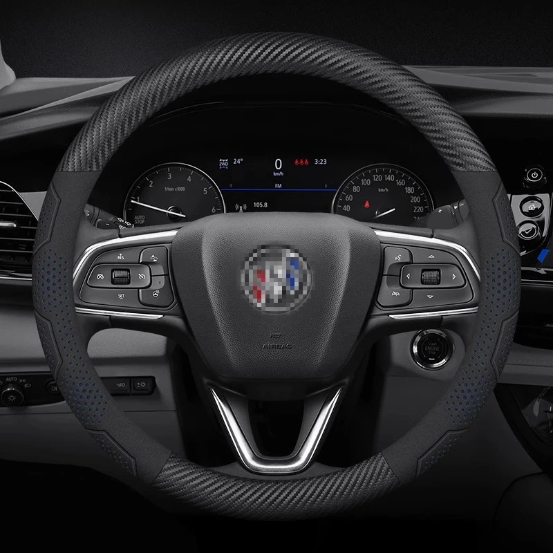 Buick Verano Envision Avenir Excelle Enclave Anthem Cascada Carbon fiber Suede Leather Car Steering Wheel Cover Auto Accessories