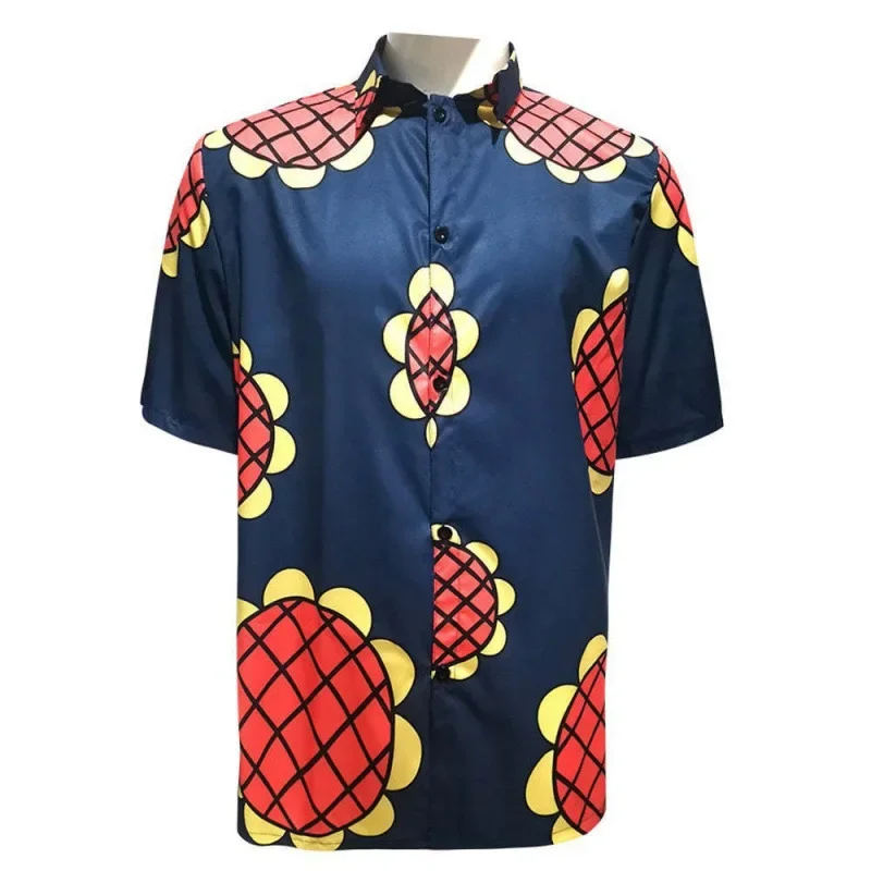 Men's Casual One Piece Hawaiian Shirt Summer Anime Kids Short Sleeve Fashion Tropical Print Beach Vacation Shirt Tops