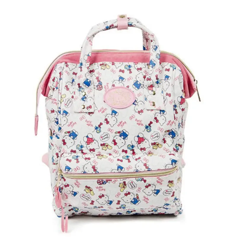 Sanrios Hello Kitty Mymelody Cartoon Pink Backpack Large Capacity Leather Waterproof Casual School Bag for Middle School Student