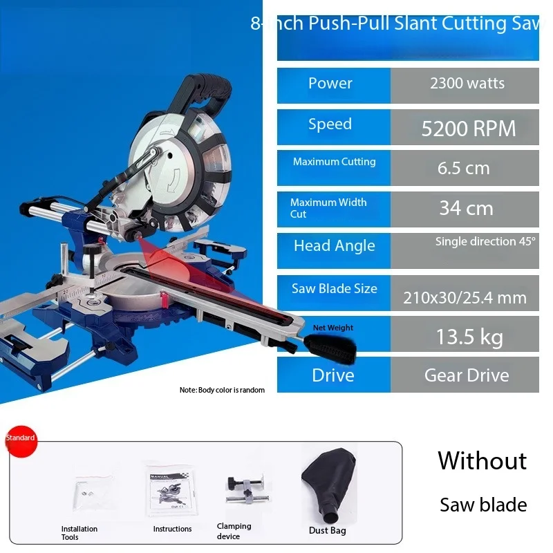Precision 8-Inch Multifunctional Circular Saw, 45 Degree Miter Cutting Aluminum Machine for Woodworking and Metal