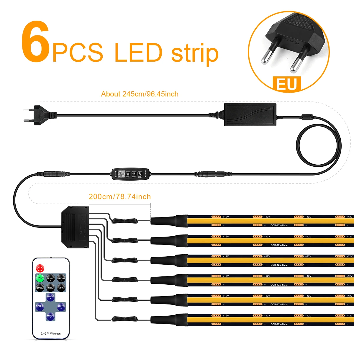 Intelligenter Bluetooth-App-gesteuerter dimmbarer COB-LED-Lichtstreifen für TV, akustische Wandpaneele, Vitrinen, Bücherregale, Hintergrundbeleuchtung, Dekoration