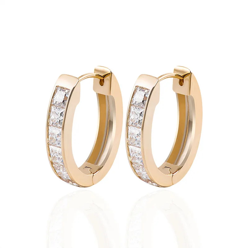 

Provence 10K14k White Gold Moissanite Huggie Earrings With Princess Cut 4mm*4mm For Women Party Wedding Anniversary Fashion Gift