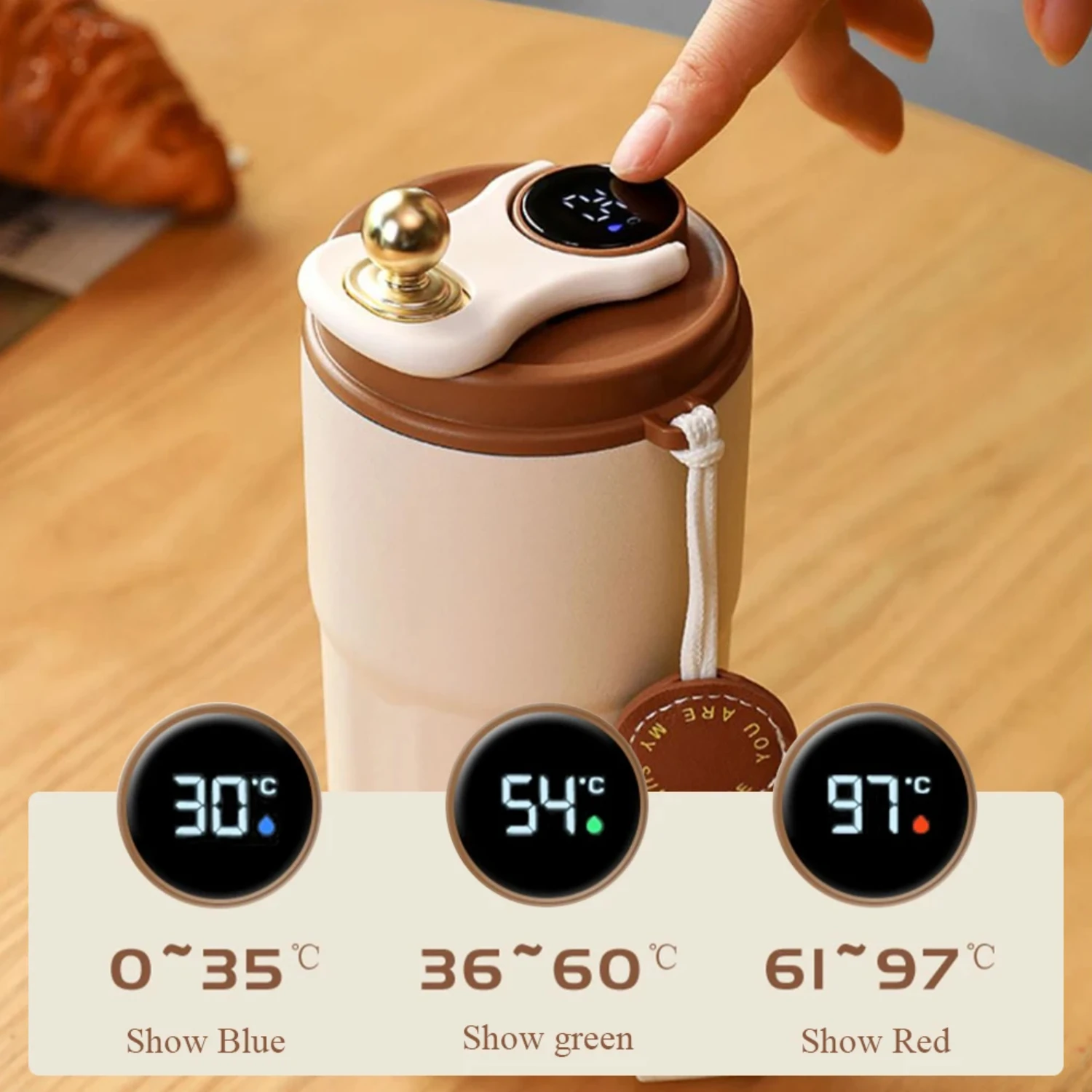 

420ml Temperature Display Coffee Cup Smart Thermos Travel Coffee Mug 316 Stainless Steel Thermal Cup Leakproof Tumbler Gift