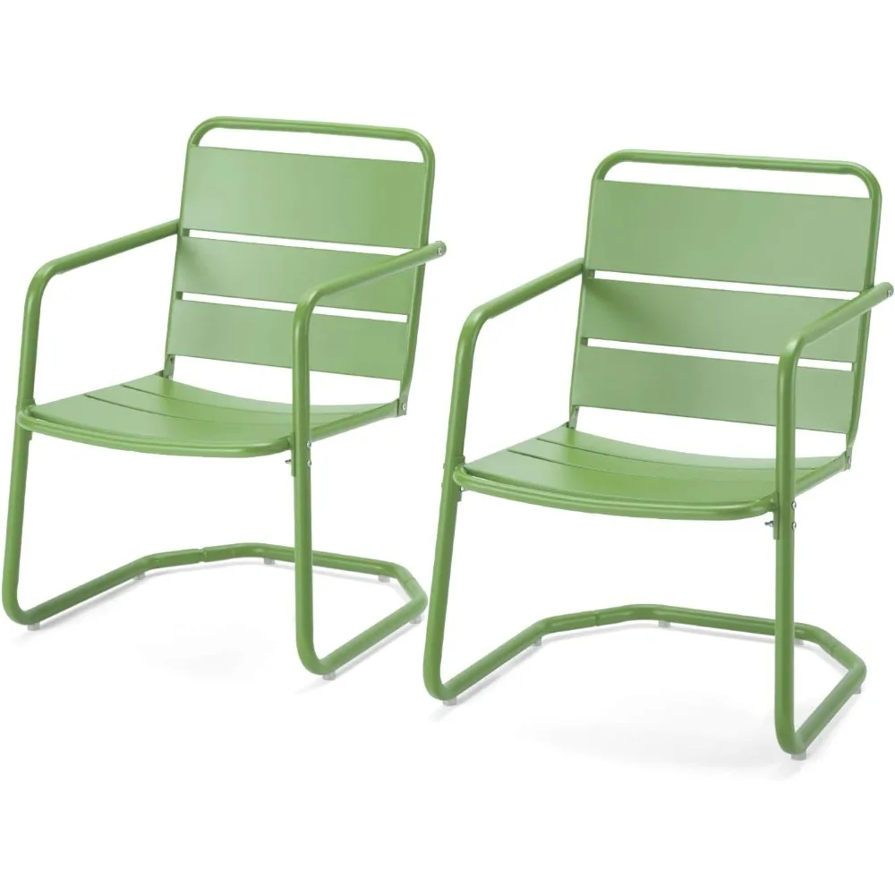 

Patio Chairs Set of 2, Small Patio Furniture Set - 2 C-Spring Metal Chairs, Outdoor Bistro Set for Balcony, Front Porch, Poolsi