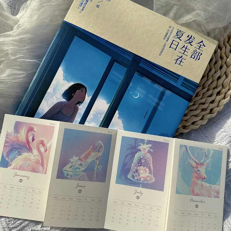 Free 2024 Calendar Foldout All Happened in Summer Painting Album Author Mochy Summer Illustration Collection Art Copy Book