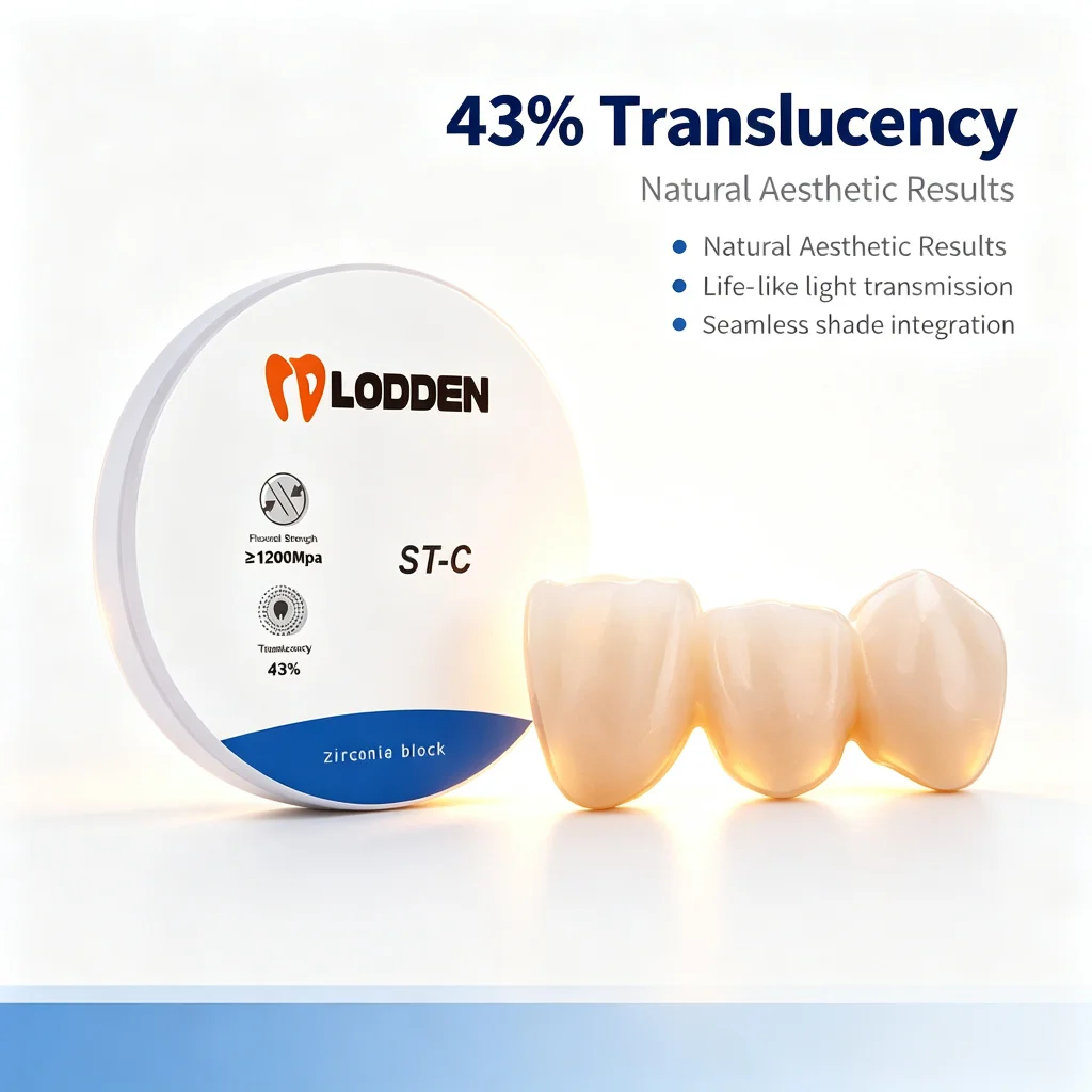ST‑C Dental Zirconia Block Lodden 98mm 43% Transparency 1200MPa Strength Vita 16 Colors For CAD CAM Dental Lab Material - view 2