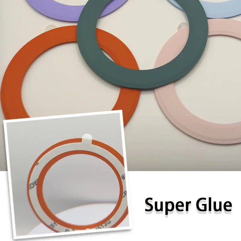 Colourful Mobile Phone Circle Ring Plate for Magsafe Wireless Charger Back Sticker Cellphone Iron Sheet for iPhone 14 15 Xiaomi