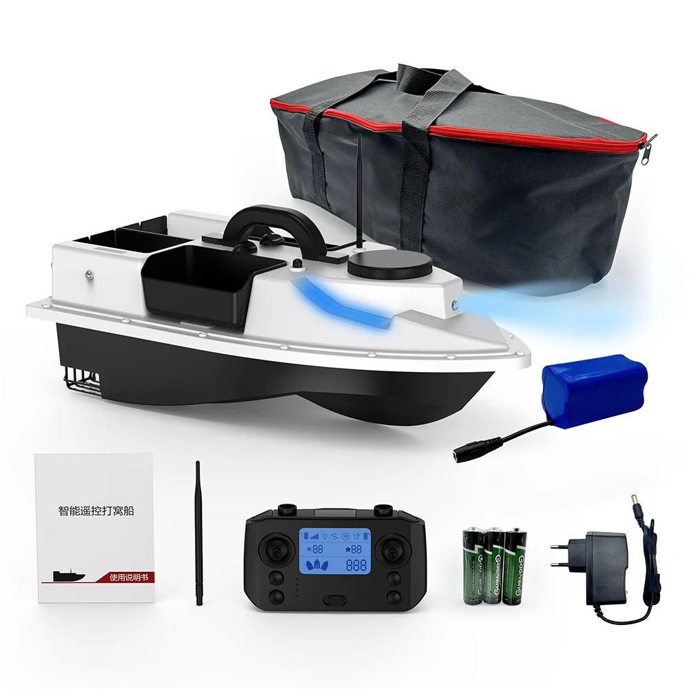 D19 GPS RC Bait Boat 500M Wireless Remote Control Fishing Bait Boat Fishing Feeder Boat Ship with 4 Bait Containers 2KG Load