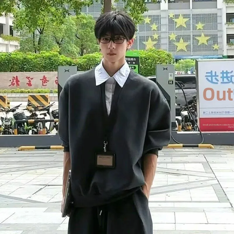 

Новогодняя весна 2026 ex Толстовка с капюшоном в японском стиле Neutral Che Свободный крой из полиэстера Повседневная молодежная модная зимняя круглая Ne