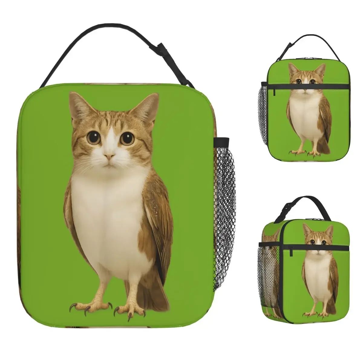 Meowl Cat Owl Funny Internet Trendy Meme Lunch Bag Fun Lunch Box Picnic Insulated Thermal Lunch Bags For Men Oxford Cooler Bag